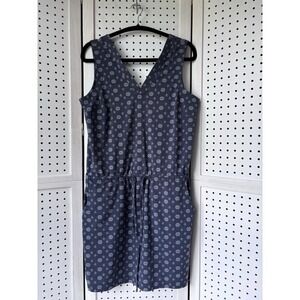 Toad&Co Small Sleeveless Dress Blue Patterned V-Neck Back Pockets Casual Light